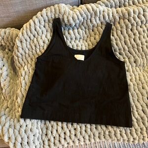 Amanda Moss Penny vneck crop cotton tank XS